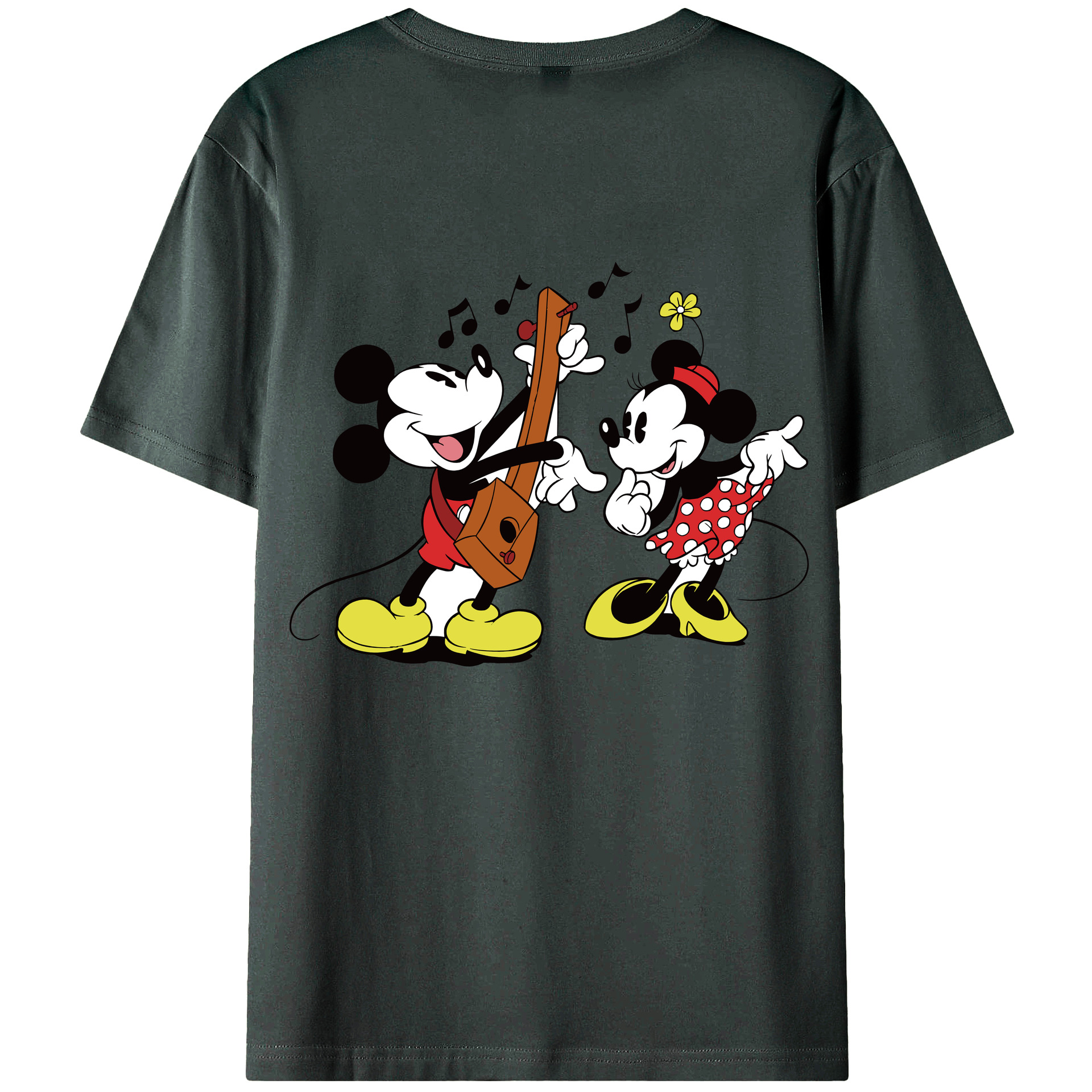ミッキーマウス Mickey Mouse 綿100％ メンズ半袖Tシャツ（バックプリント） 通気性